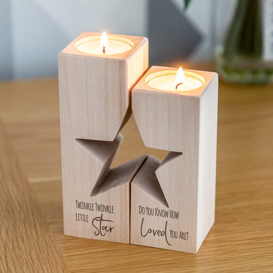 Twinkle Little Star Candle Holder Set New Baby Gift