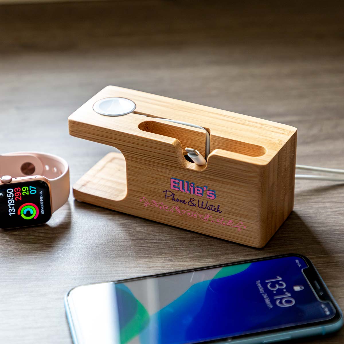 Personalised iPhone and Apple Watch Charging Stand