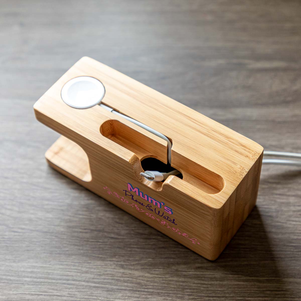 Personalised iPhone and Apple Watch Charging Stand