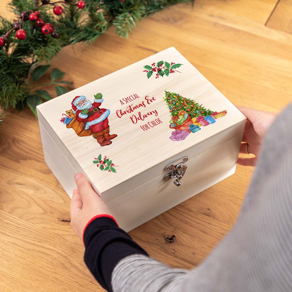 Personalised Santa and Tree Christmas Eve Box