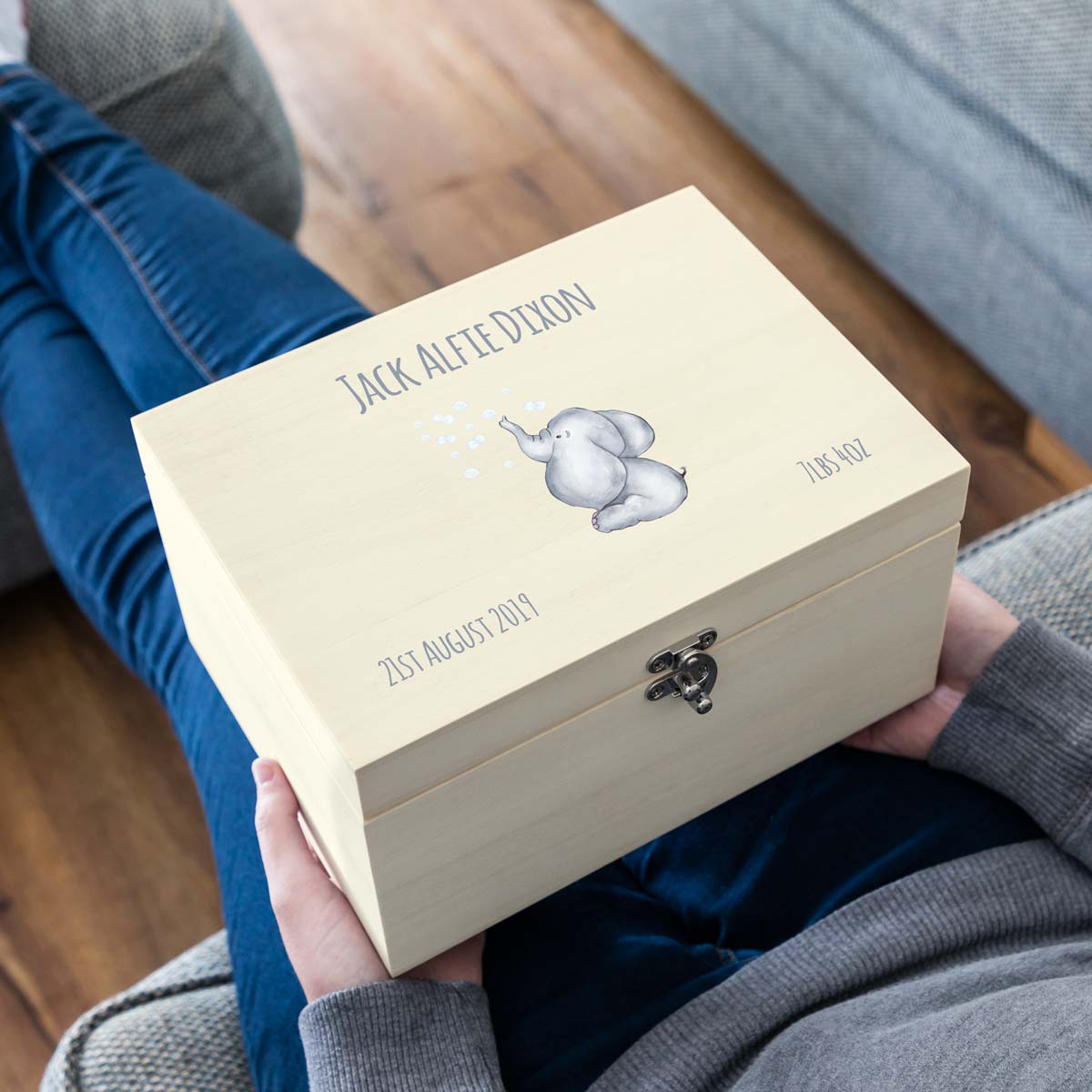Personalised Elephant New Baby Keepsake Box – Little Bear Studios