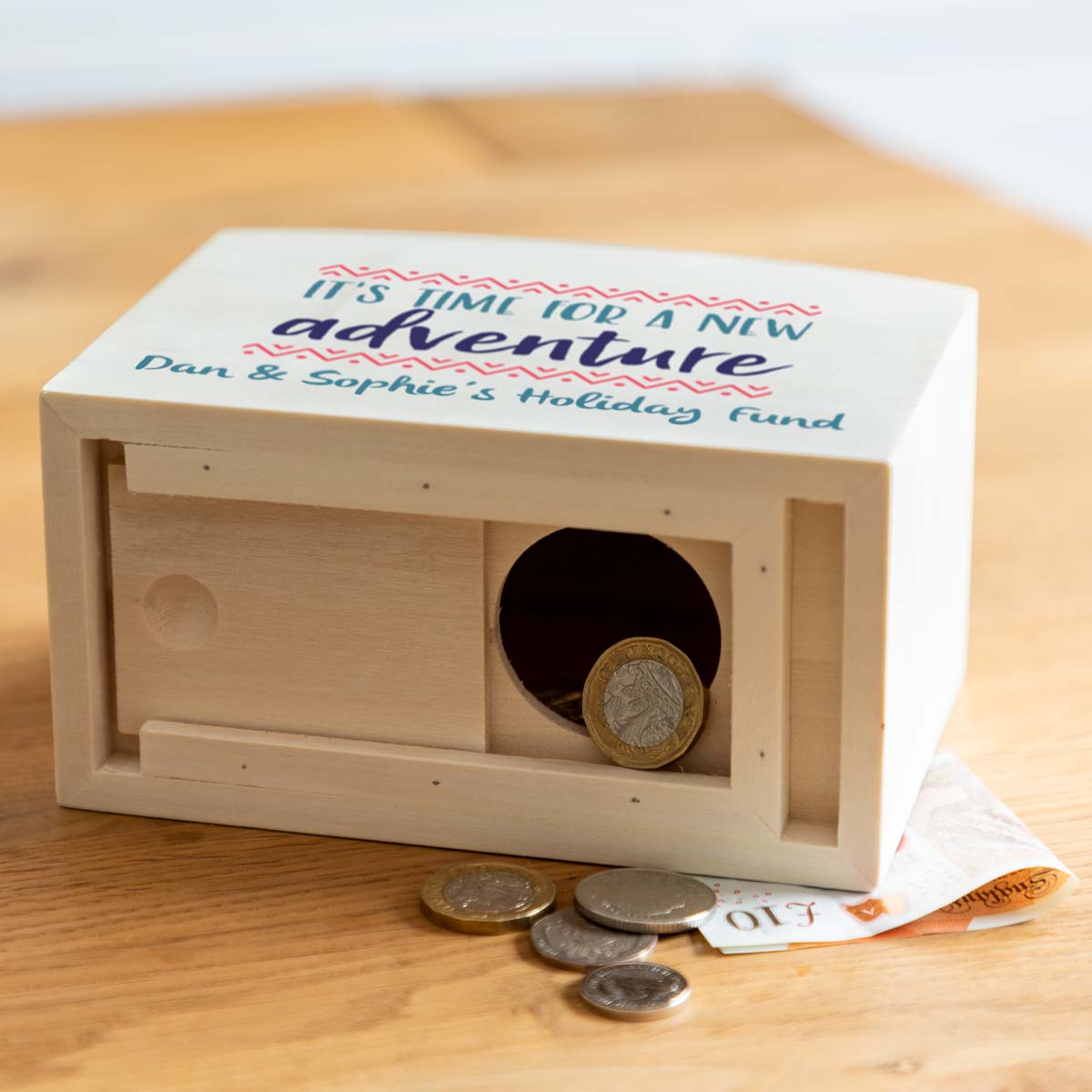 Personalised Time For A New Adventure Money Box