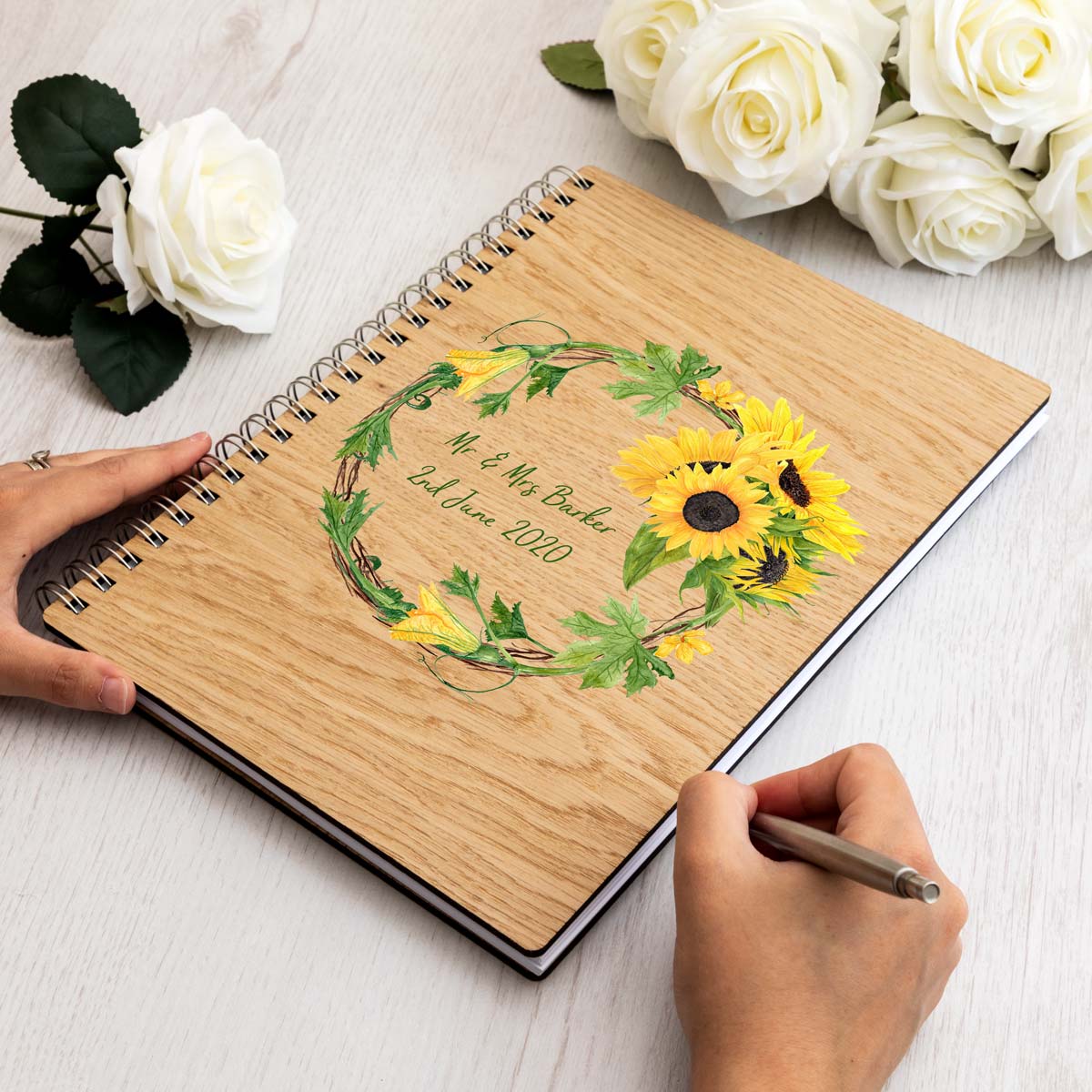 Personalised Sunflower Wedding Day Guest Book