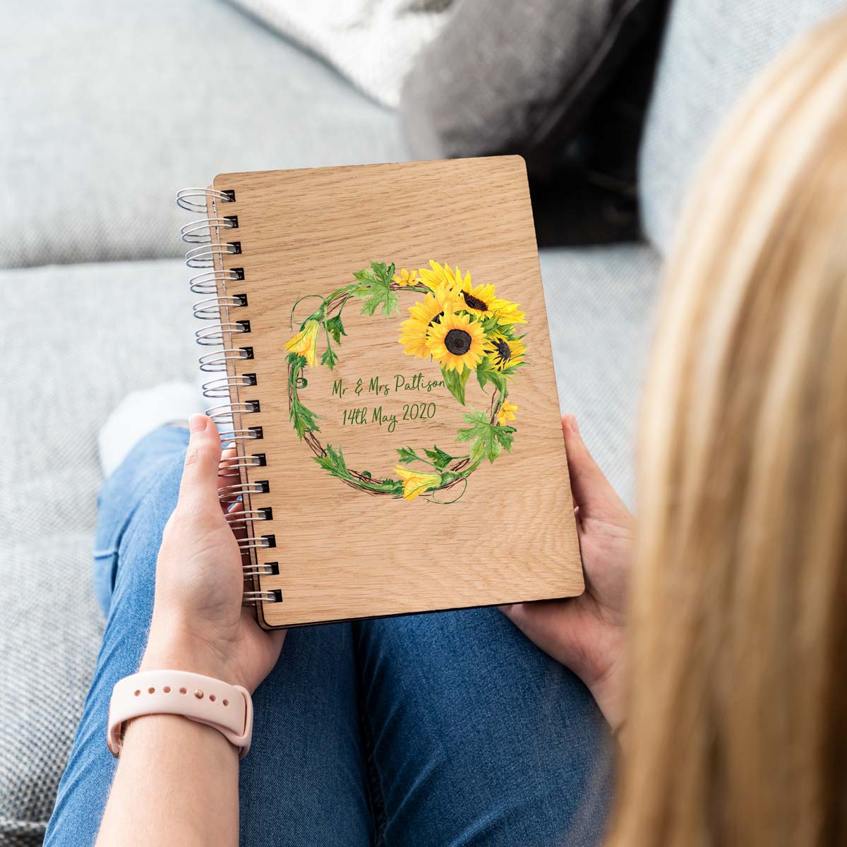 Personalised Sunflower Wedding Day Guest Book