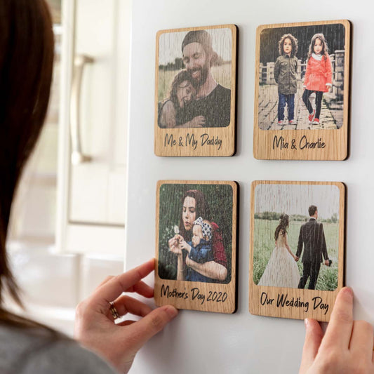 Personalised Photo Magnet Oak Veneer