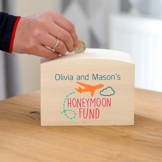 Personalised Honeymoon Fund Money Box Engagement Gift