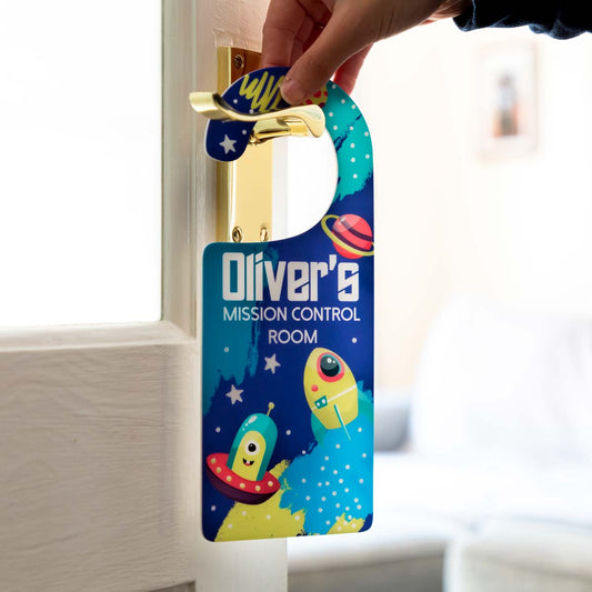 Personalised Space Rocket Door Hanger Sign