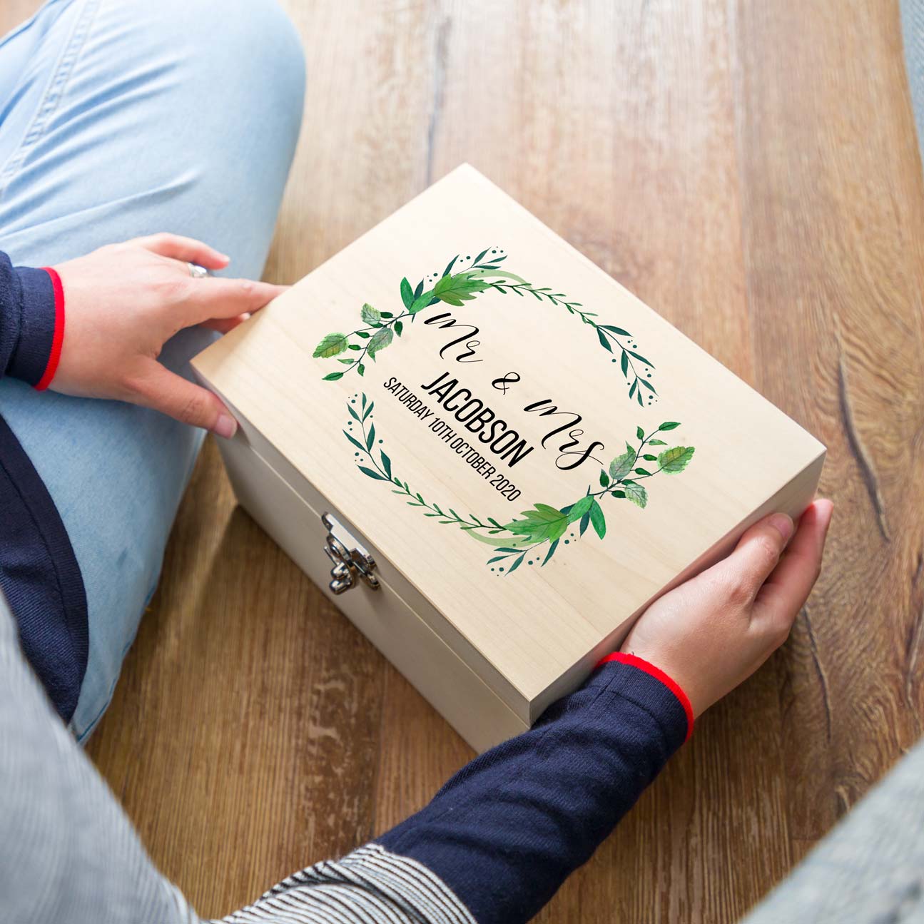 Personalised Botanical Wedding Keepsake Box