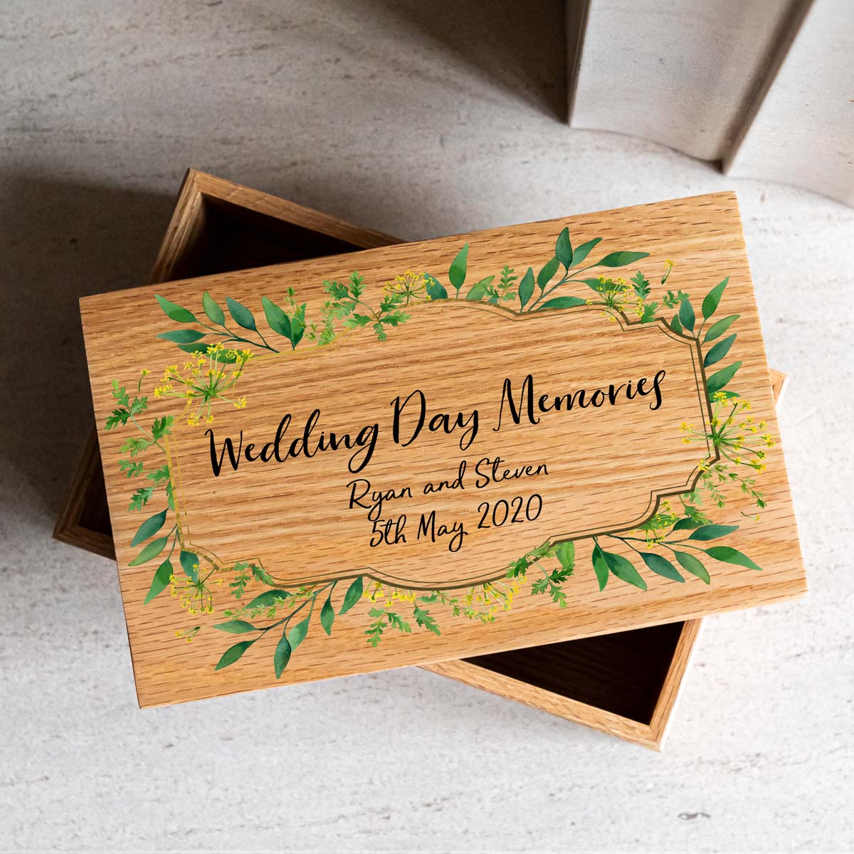 Personalised Wedding Day Memories Oak Box