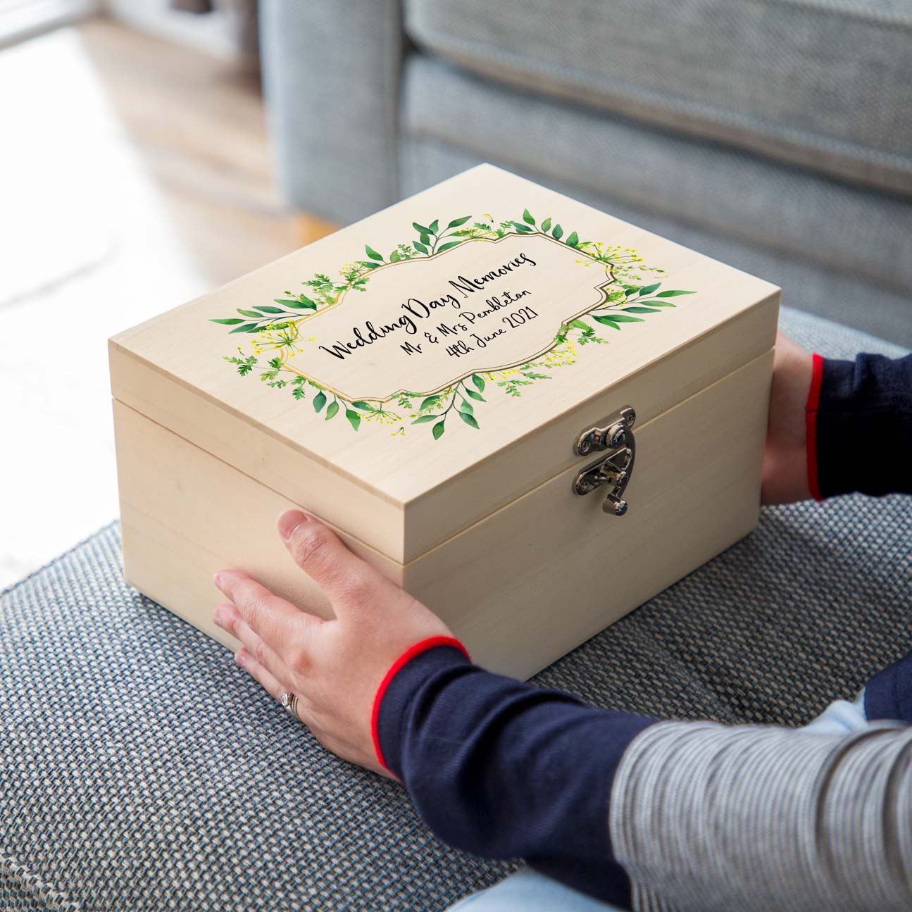 Personalised Wedding Keepsake Box Spring Flowers