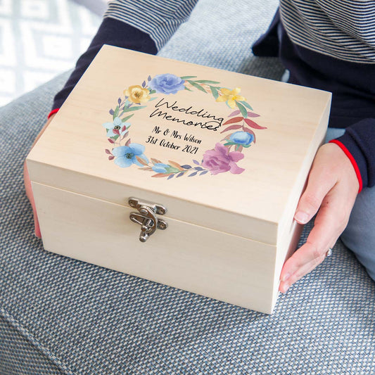 Personalised Wedding Keepsake Box Floral Spring