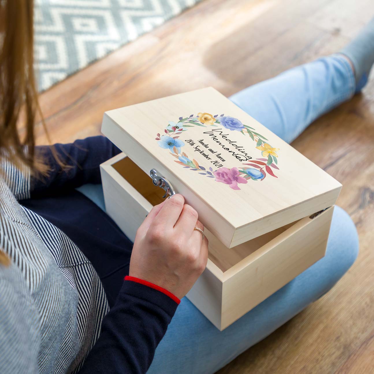 Personalised Wedding Keepsake Box Floral Spring