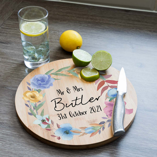 Personalised Serving Board Floral Spring Wedding Gift