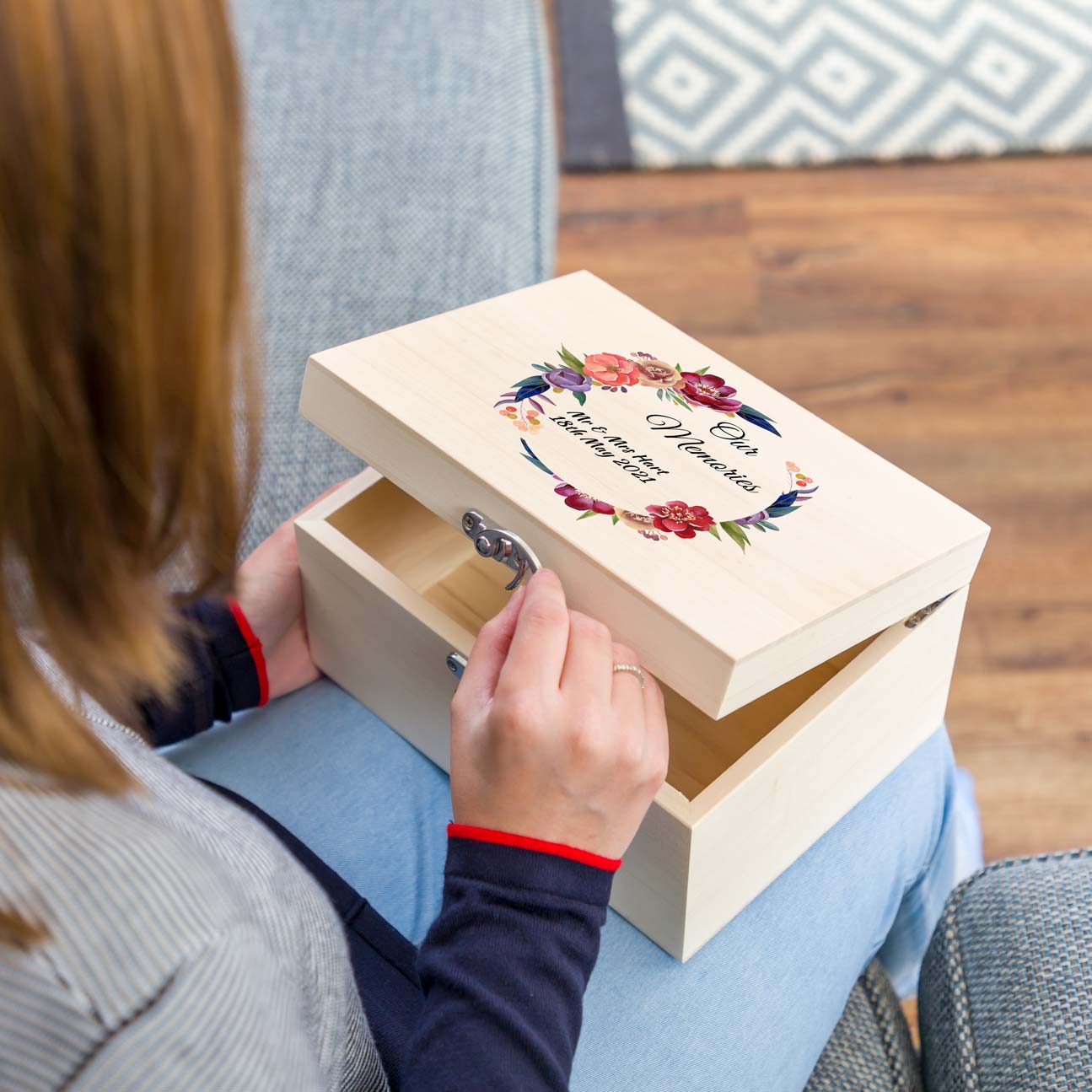 Personalised Wedding Keepsake Box Summer Flowers