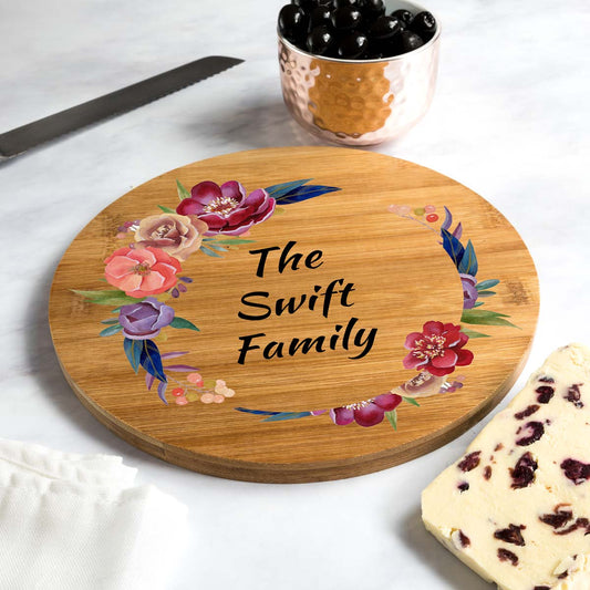 Personalised Family Serving Board Summer Flowers