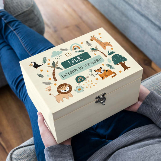 Personalised Jungle Animal Keepsake Box