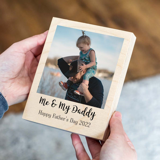 Personalised Wood Photo Block With Message