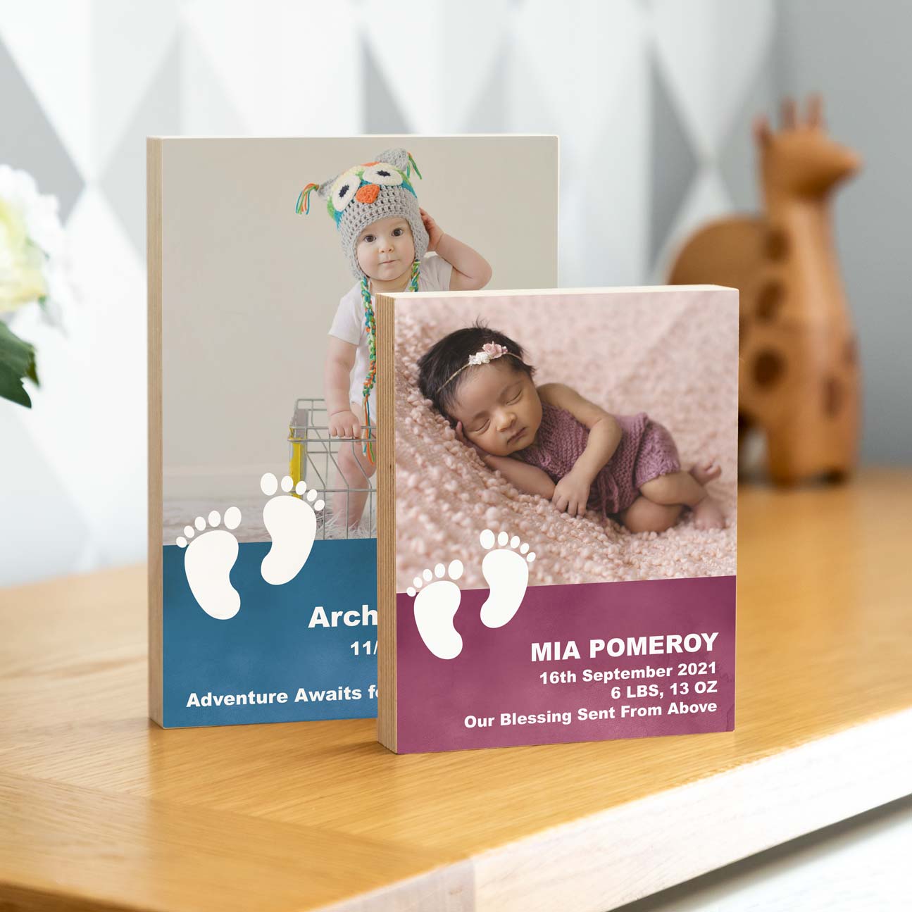 Personalised New Baby Photo Block