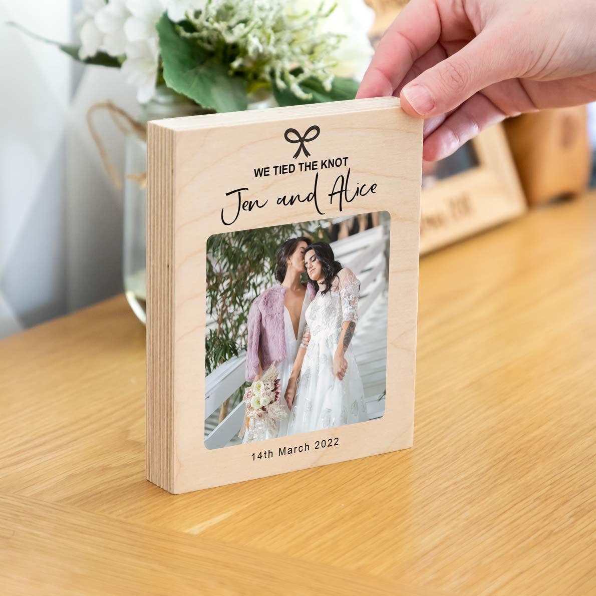 Personalised We Tied The Knot Wedding Photo Block