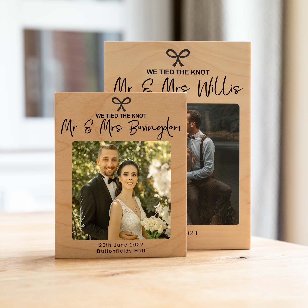 Personalised We Tied The Knot Wedding Photo Block