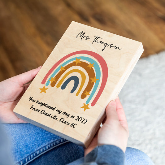 Personalised Rainbow Wood Block Teacher Gift