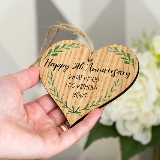 Happy 5th Anniversary Heart Decoration Sign