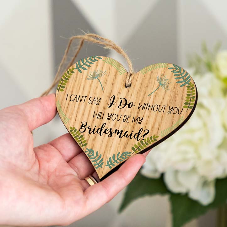 Will You Be My Bridesmaid Wood Heart Token Gift