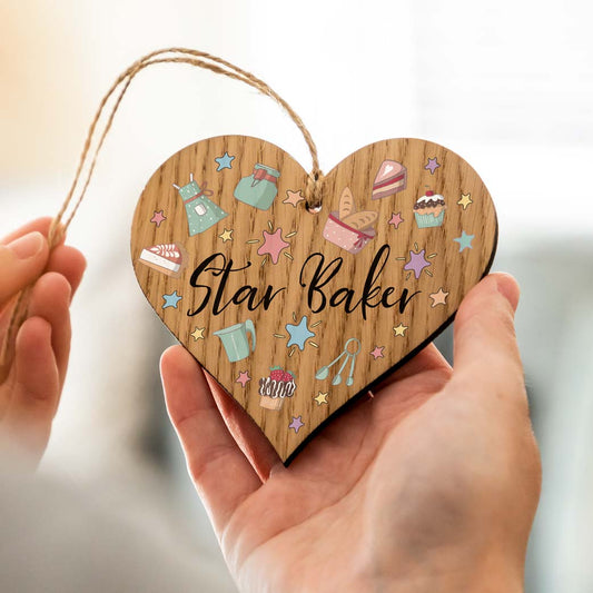 Star Baker Wood Heart Sign