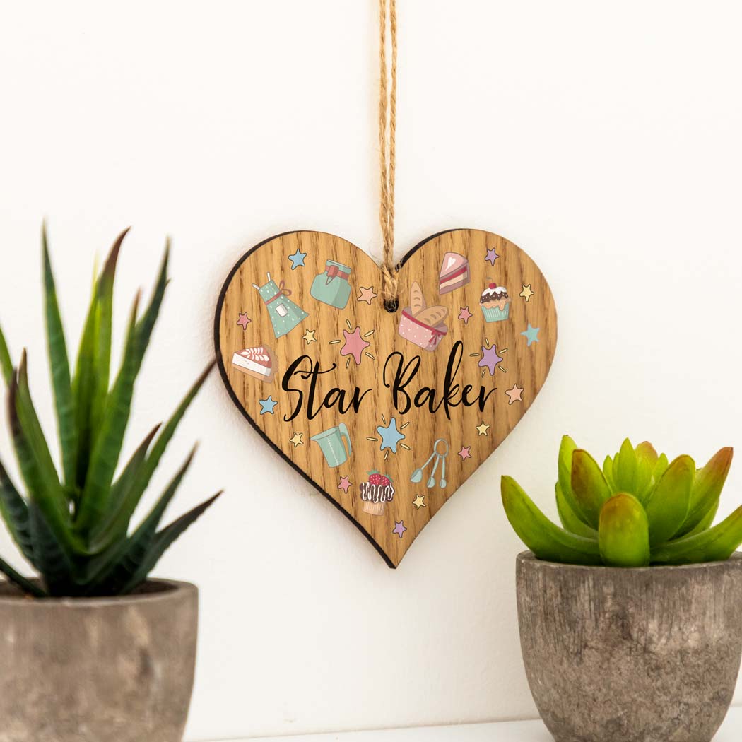 Star Baker Wood Heart Sign