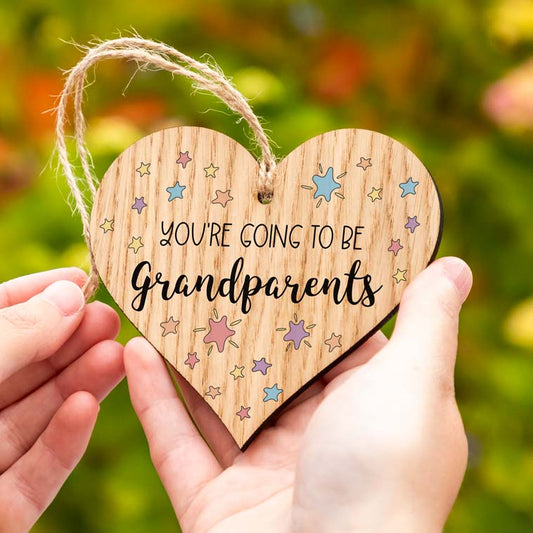 You're Going To Be Grandparents Wood Heart Sign