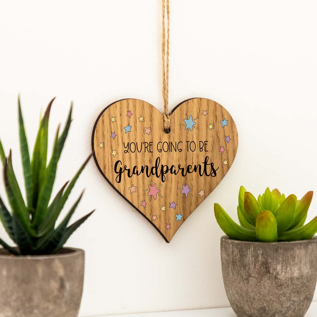 You're Going To Be Grandparents Wood Heart Sign