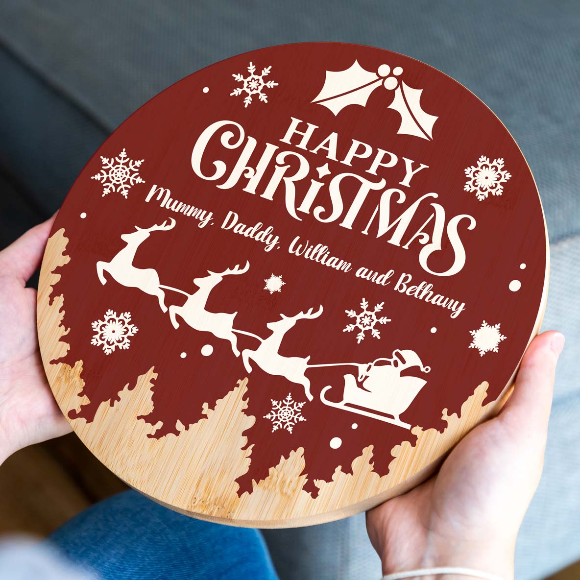 Personalised Happy Christmas Round Sign