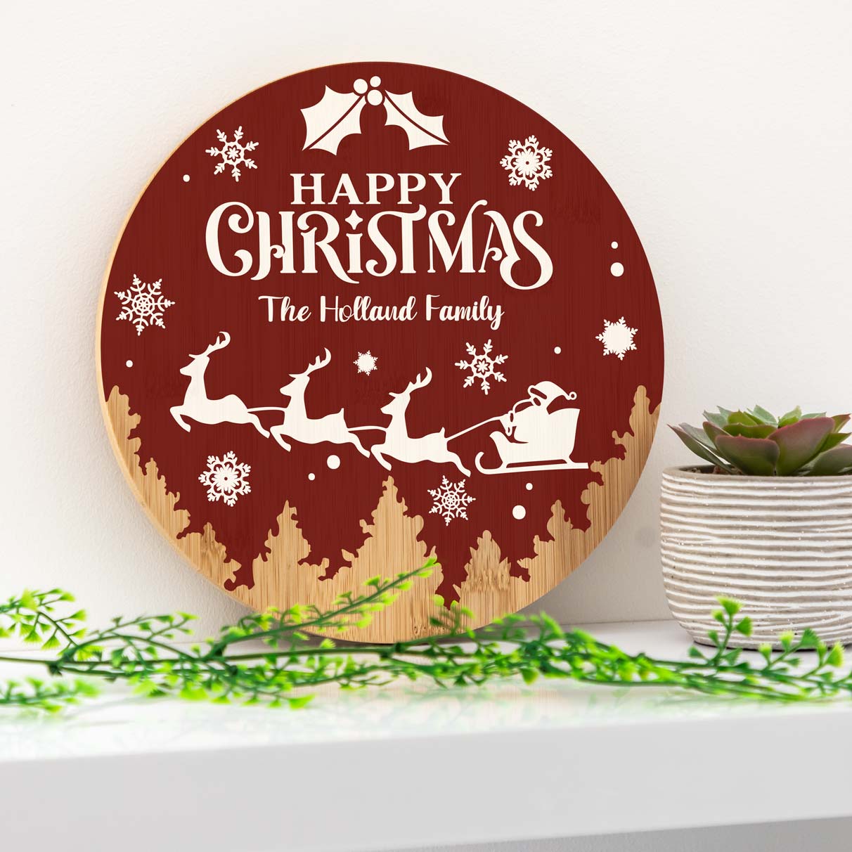 Personalised Happy Christmas Round Sign