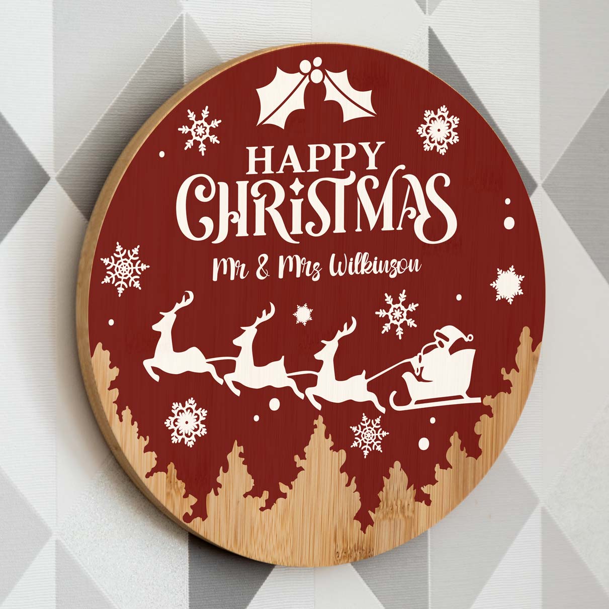 Personalised Happy Christmas Round Sign