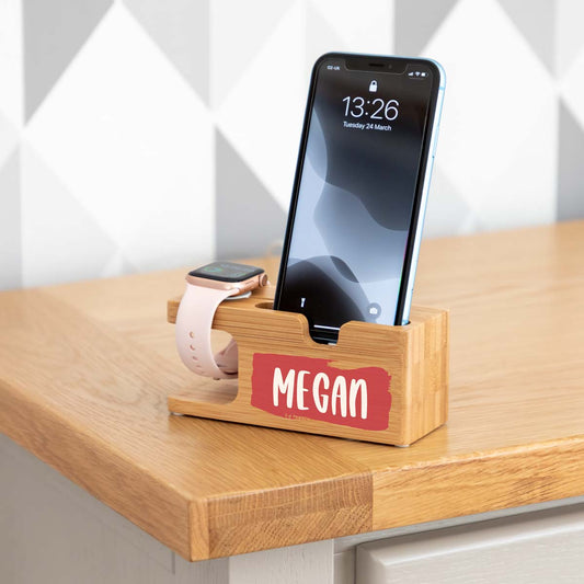 Personalised Apple Charging Station Colour Block