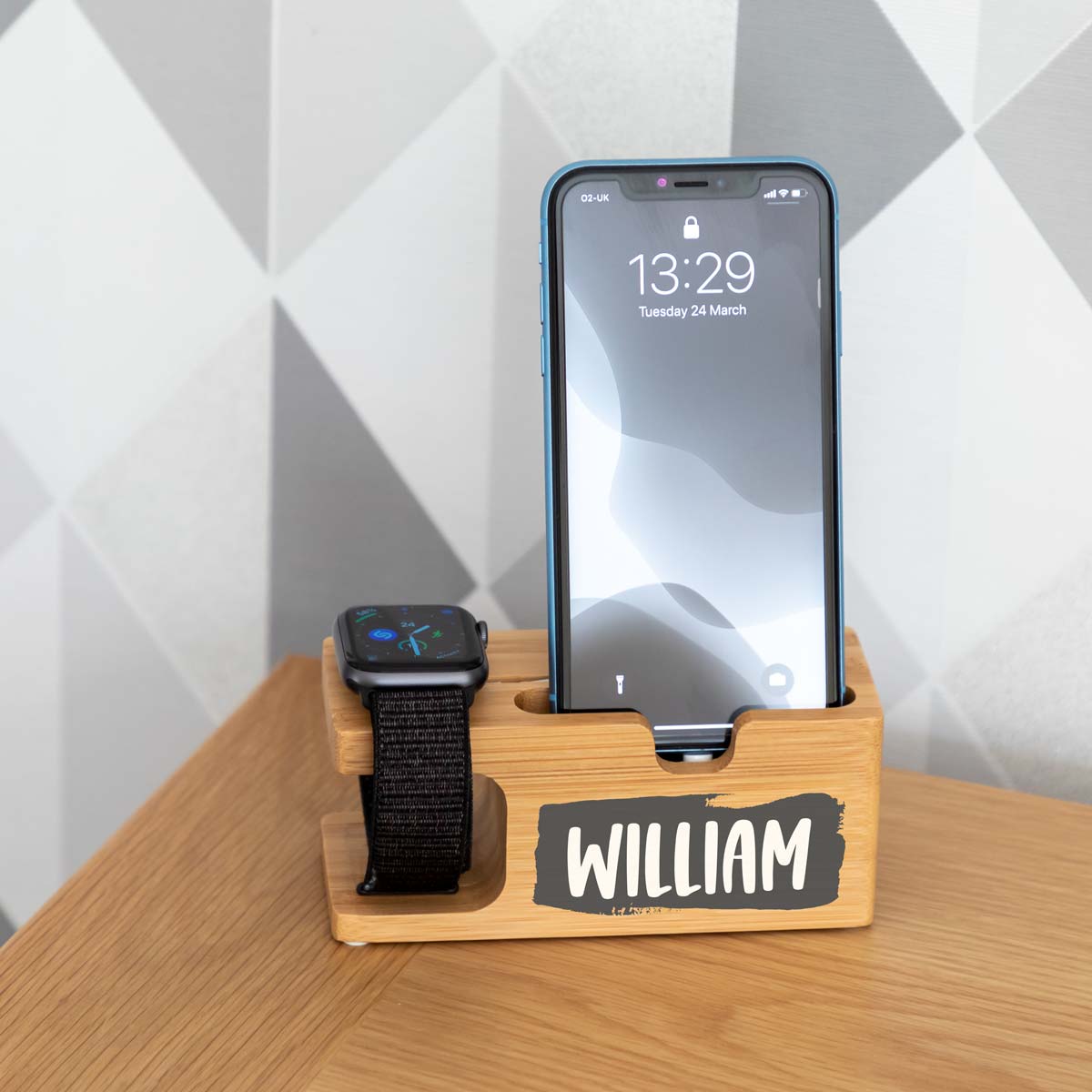 Personalised Apple Charging Station Colour Block