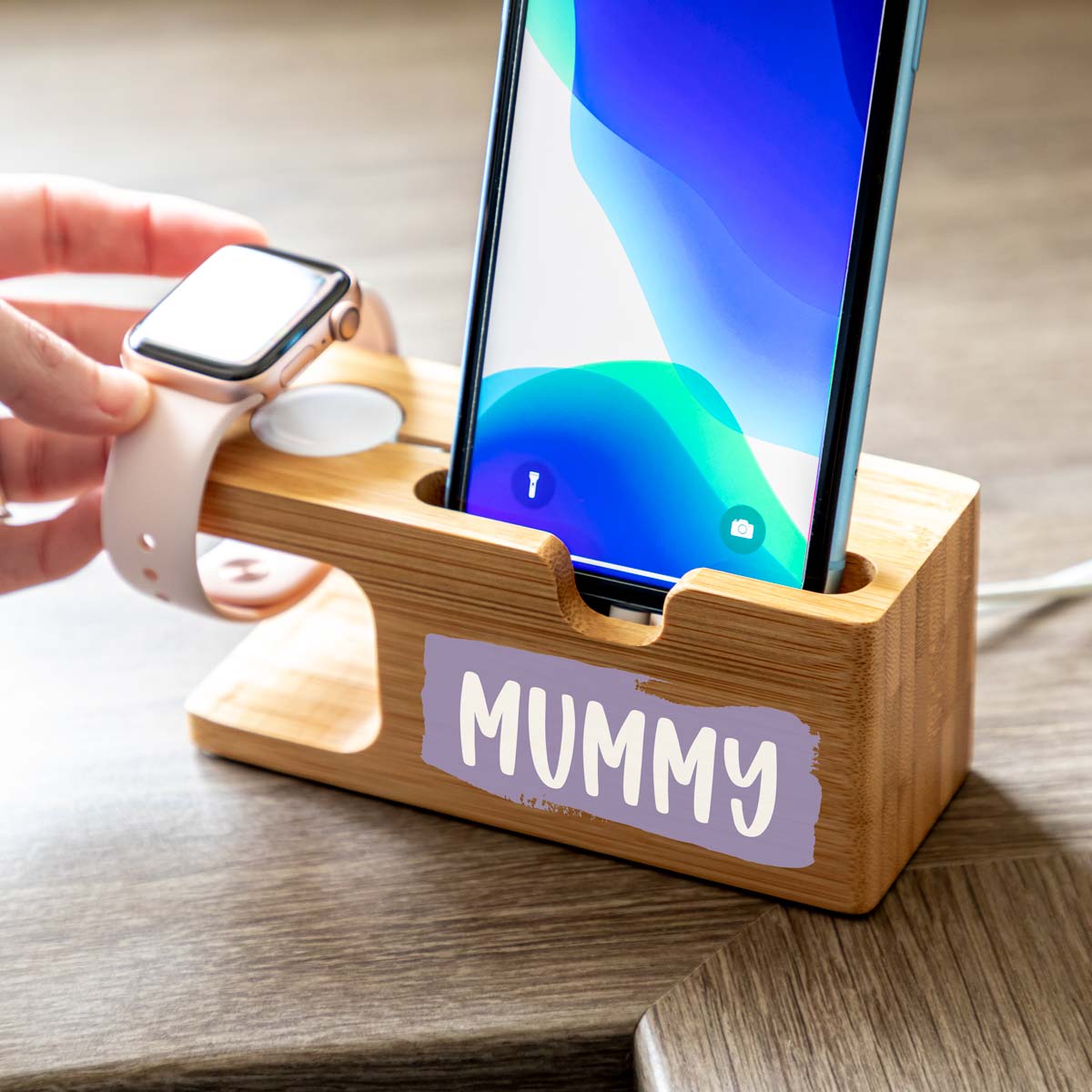 Personalised Apple Charging Station Colour Block