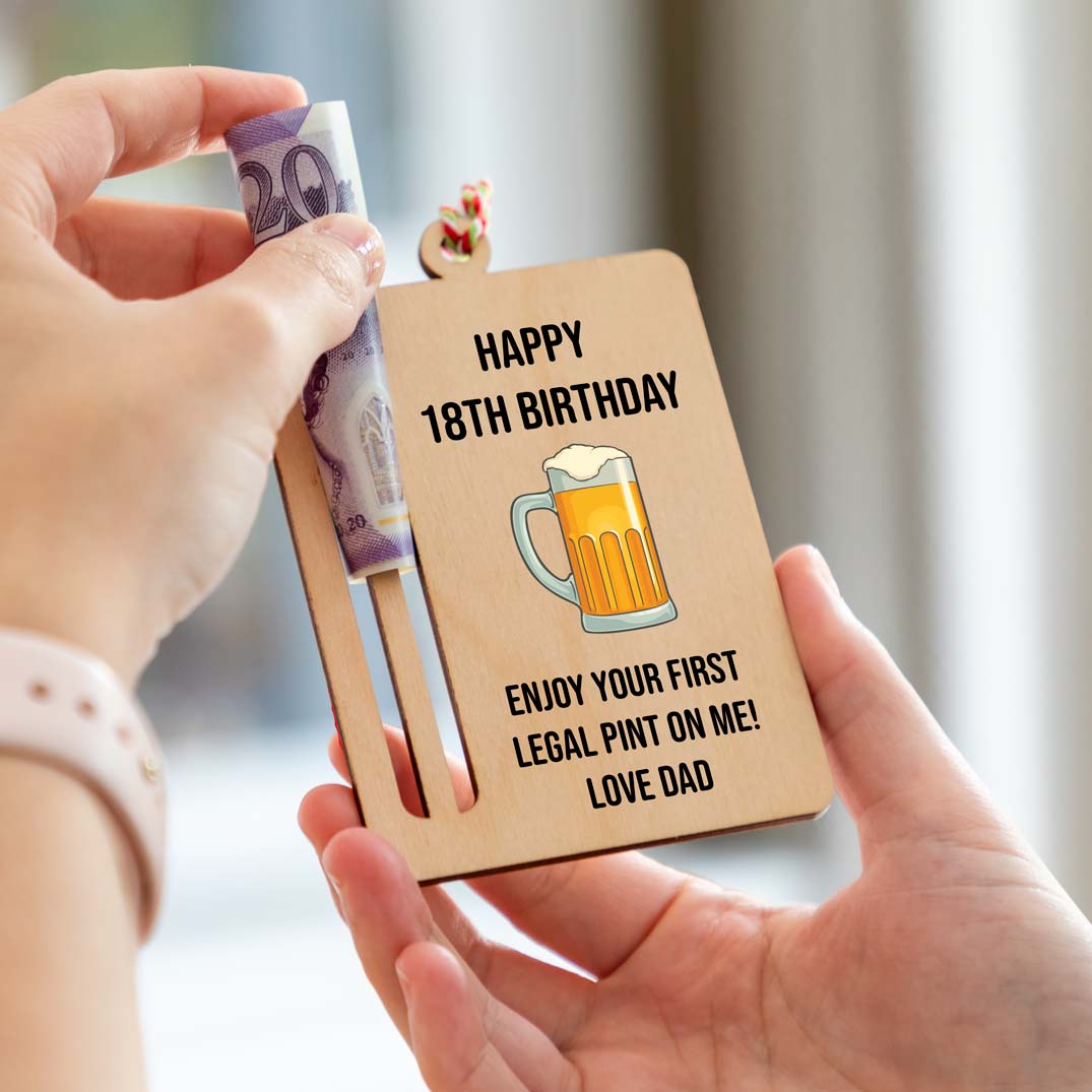 Personalised Happy 18th Birthday Beer Money Holder Gift