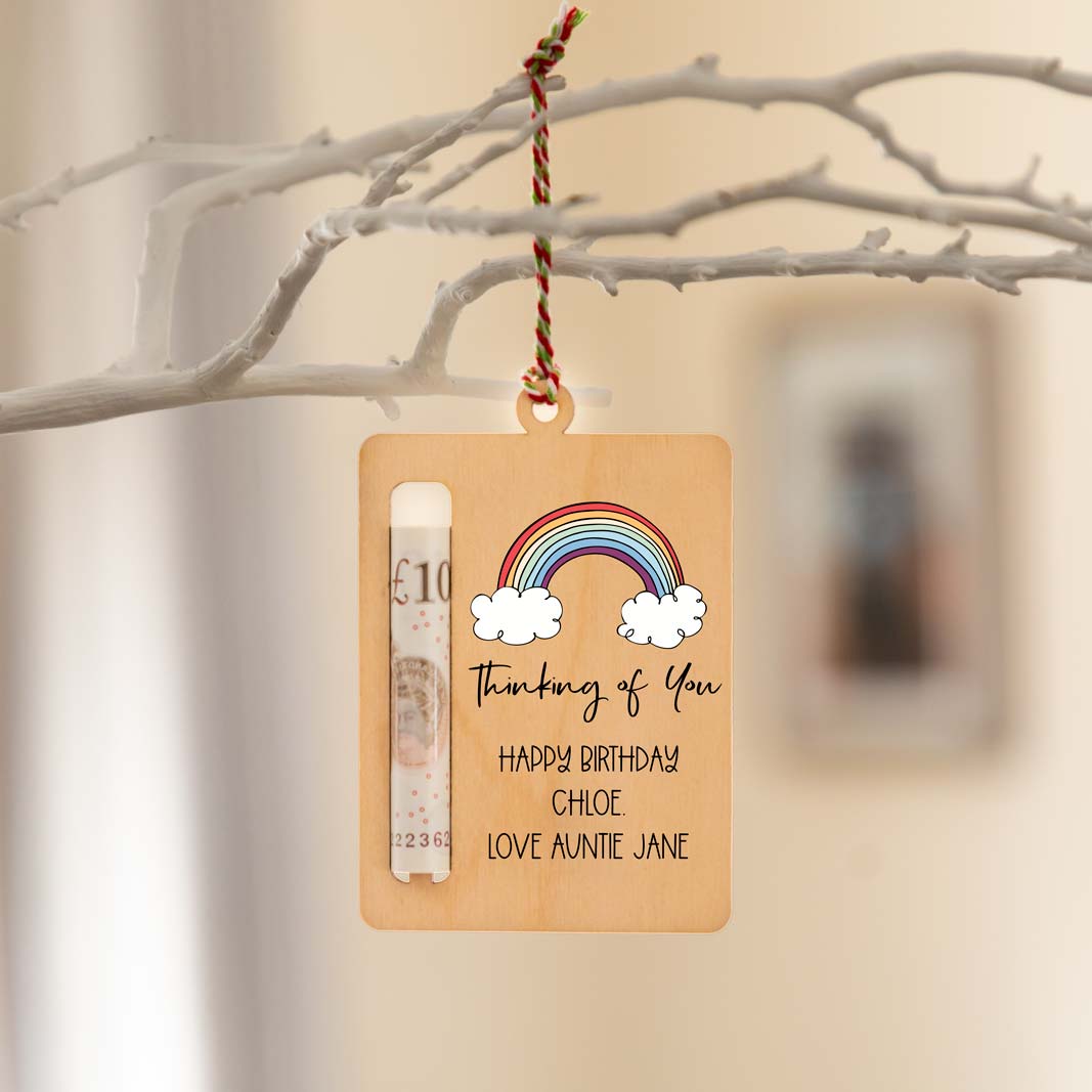 Personalised Thinking Of You Rainbow Money Holder Gift