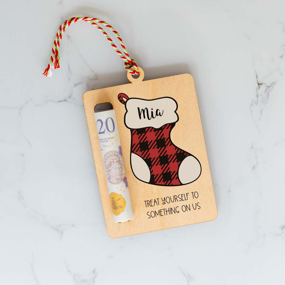 Personalised Christmas Stocking Money Holder Gift