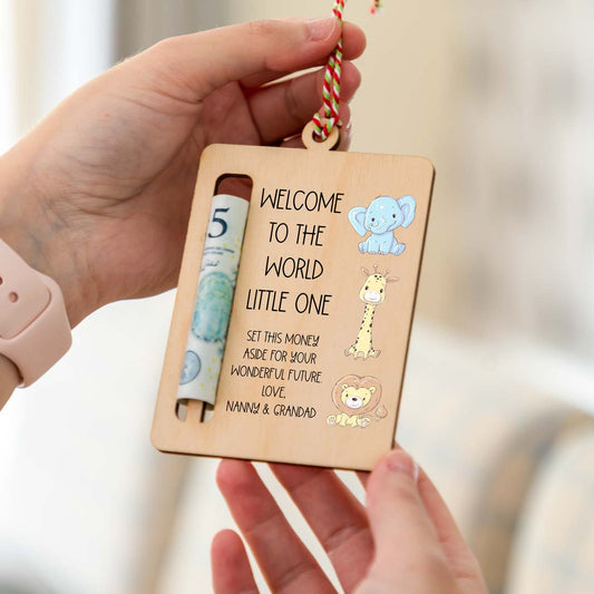 Personalised Welcome To The World New Baby Money Holder Gift