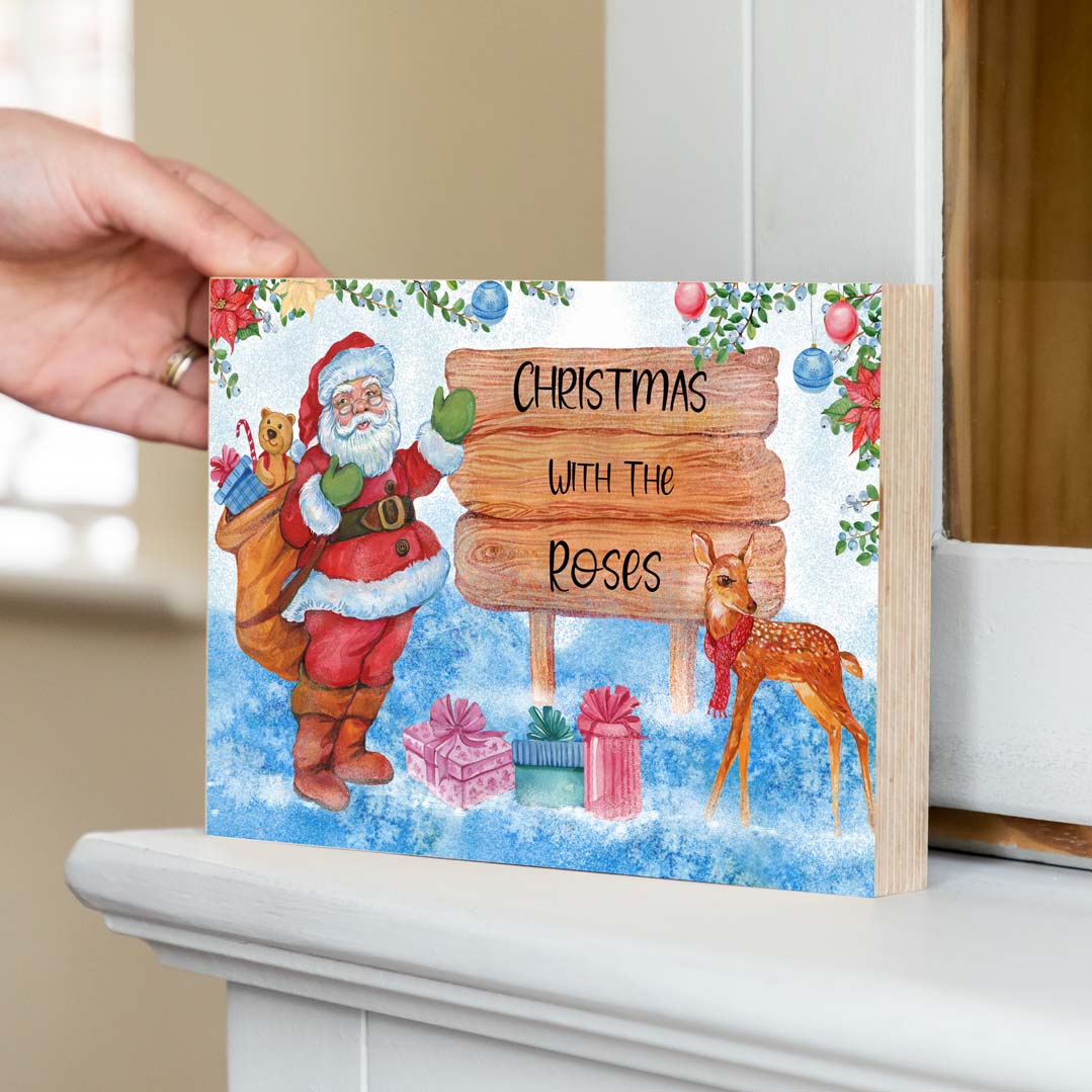 Personalised Christmas With Sign Wood Block