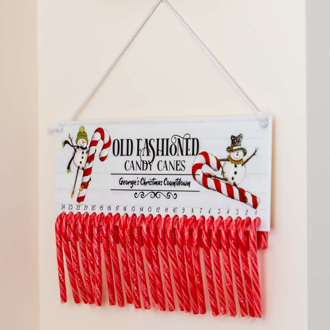 Personalised Candy Cane Countdown Advent Calendar