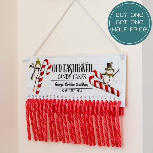 Personalised Candy Cane Countdown Advent Calendar