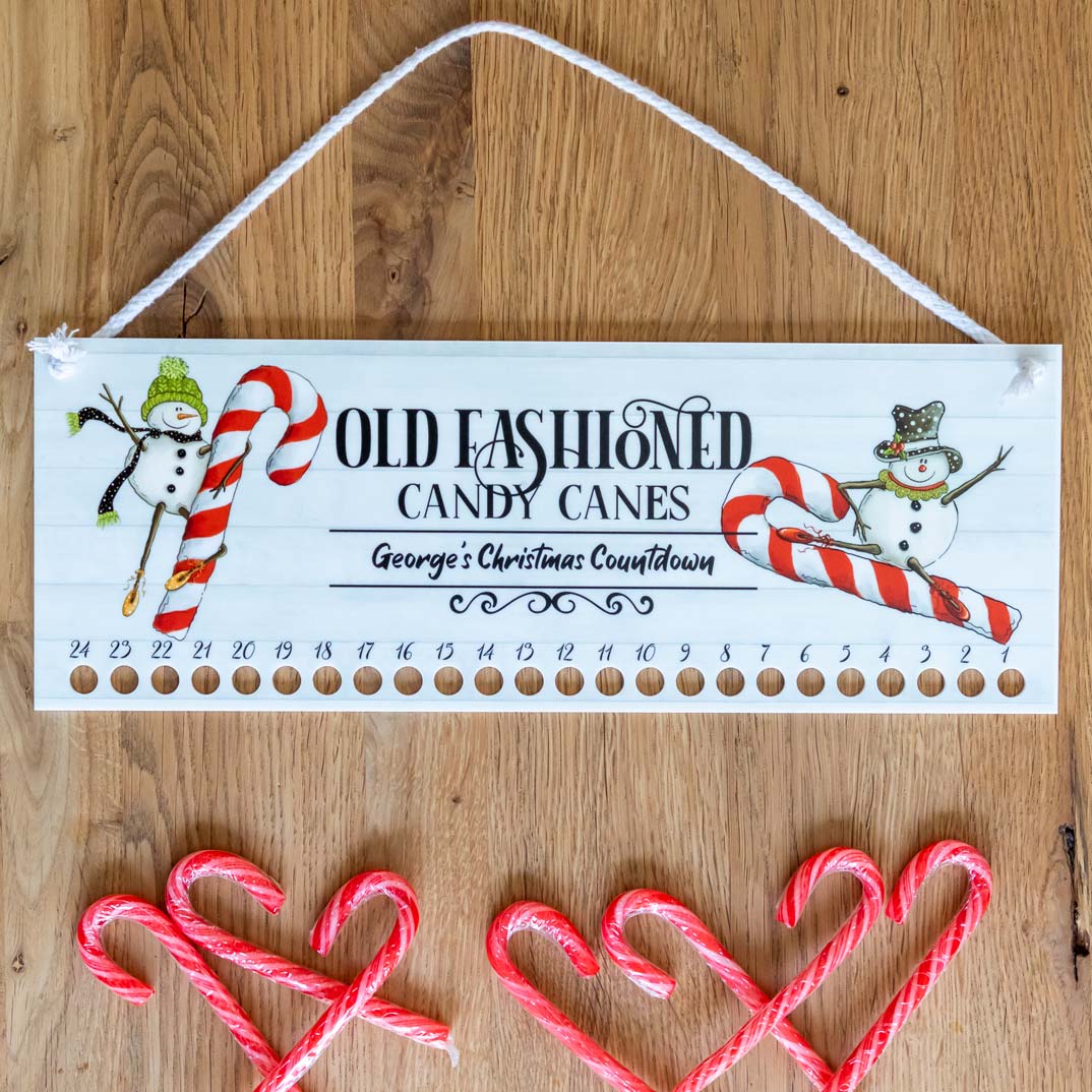 Personalised Candy Cane Countdown Advent Calendar