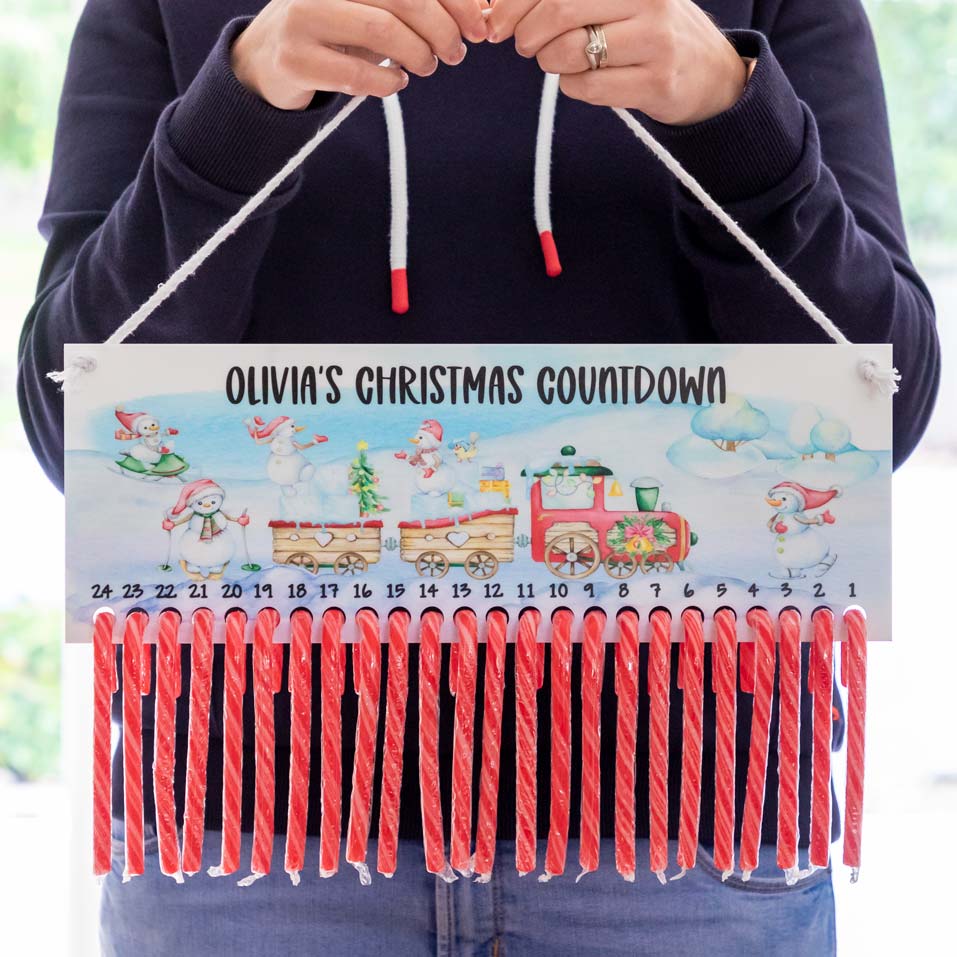 Personalised Candy Cane Advent Calendar Festive Train