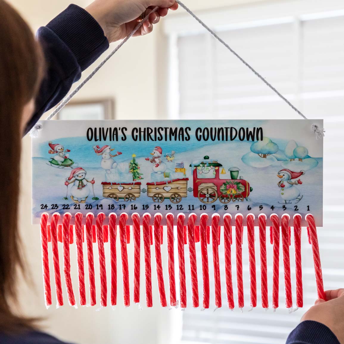 Personalised Candy Cane Advent Calendar Festive Train