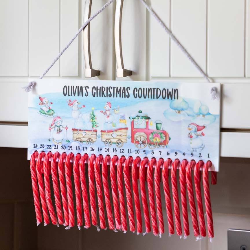 Personalised Candy Cane Advent Calendar Festive Train