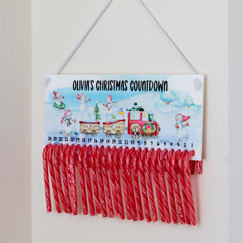 Personalised Candy Cane Advent Calendar Festive Train