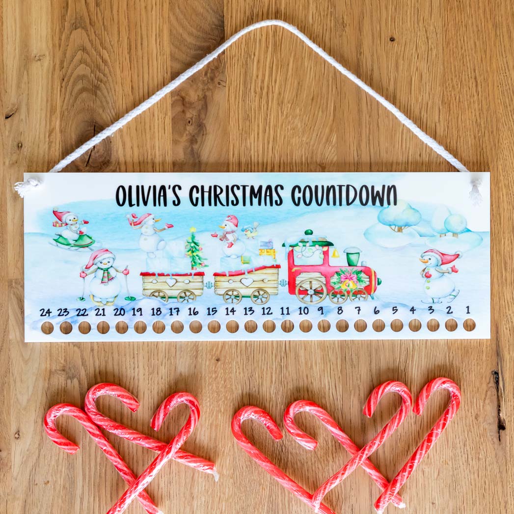 Personalised Candy Cane Advent Calendar Festive Train